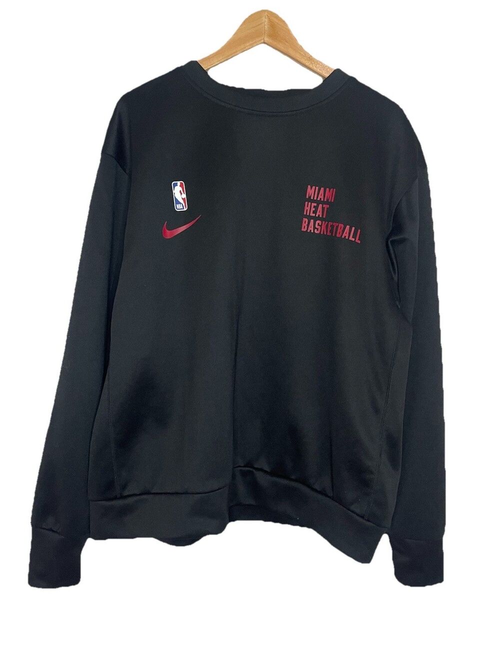 Nike Dri Fit Men's Large Black Sweatshirt Miami Heat Basketball Pullover